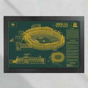 Green Bay Packers Lambeau Field Stadium Blueprint - Iconic Wall Art Print