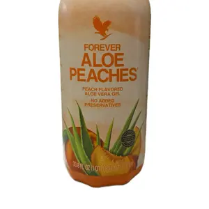 Forever Aloe Peaches Peach Flavored Aloe Vera Gel No Added Preservatives 33.8 FL OZ 1 Qt 1.18 FL OZ 1 Liter