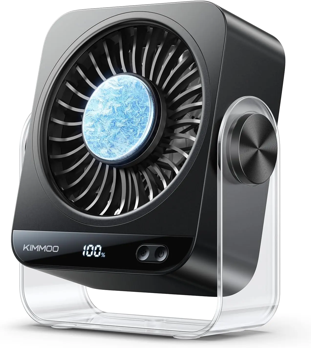KIMMOO Desk Cooling Fan for Bedroom, 199 Speeds Turbo Airflow,, Digital Display Quiet Table Fan, 270° Rotating Small Rechargeable Battery Desktop Fans for Home Office