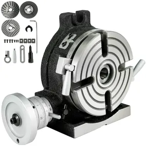【Summervibes】VEVOR Rotary Table 6inch(150mm) Horizontal Vertical Milling Table 2/5inch(10mm) 4-Slot Milling Rotary Table MT-2 Rotary Table for Milling with Indexing Plate Set for Precision Milling Drilling