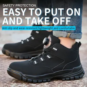 Men’s safety work shoes, dual-protection steel shield safety footwear: steel toe impact resistance and puncture protection, durable sole resistant to nails and punctures—core protection for construction sites.