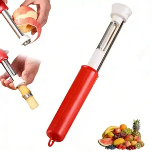 2 in 1 Apple Corer and Peeler Tool, 2026 Upgrade Stainless Steel Red Bell Pepper Seed Corer, Multi-Purpose Apple Corer for Home Kitchen, Vegetable Fruit Kitchen Gadget (1, Red)