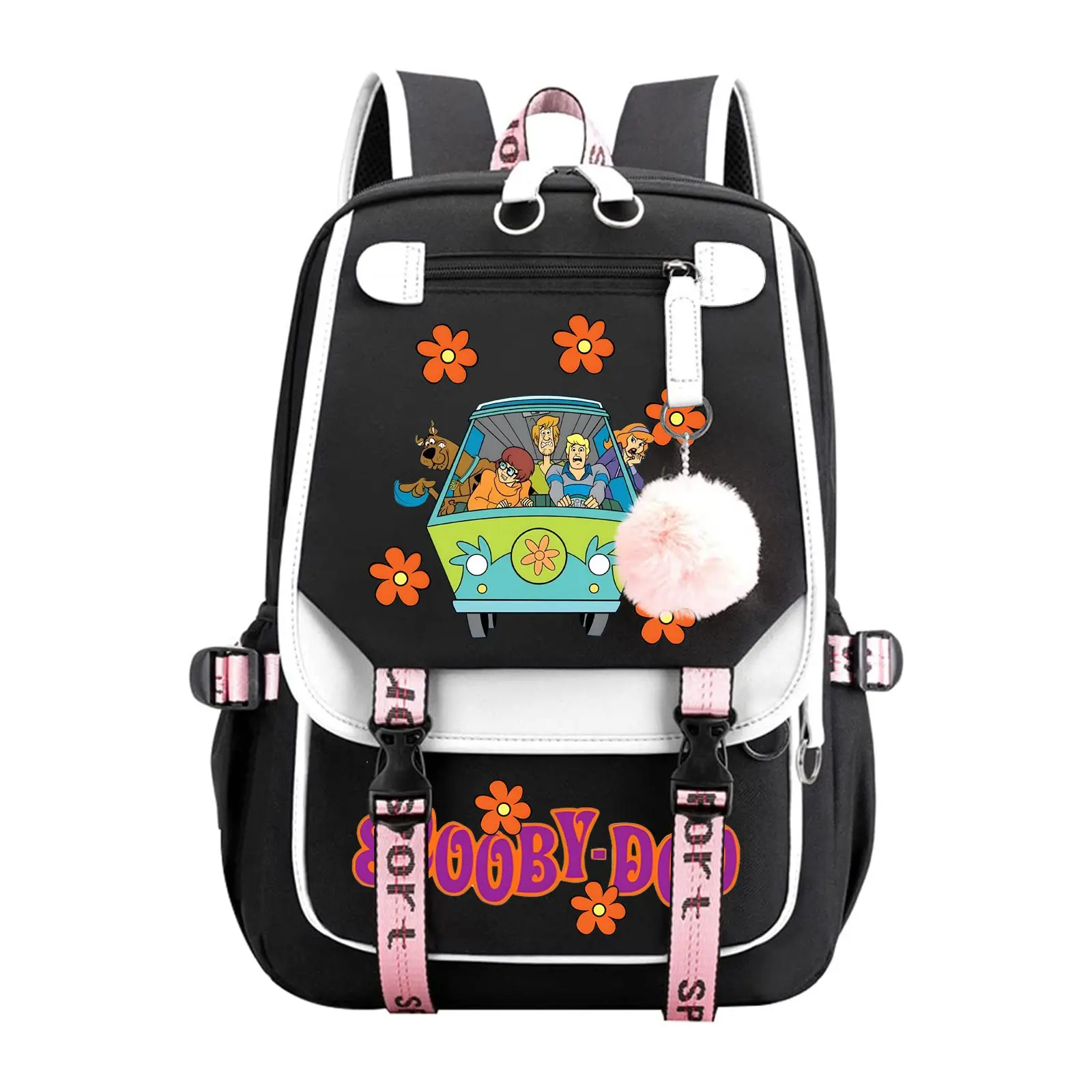 2025 Viral TikTok Scooby-Doo Anime Backpack - Full-Print 50wash Print, 17" Laptop Compartment, Waterproof Water Resistant Backpack, 3 Quick-Access Zip Pockets, Stud Bookbag for School/Travel, Zip Backpack