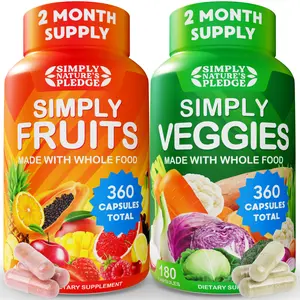 Simply Nature's Pledge 2-Month Supply of Fruits & Vegetables 360 Capsules Total 100% Soy-Free High in Antioxidants & Vitamins Made with Whole Foods Superfoods
