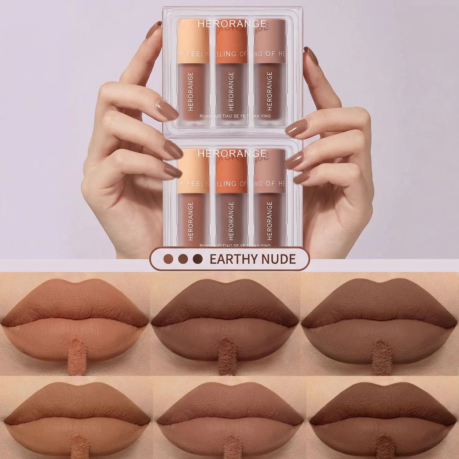 6-PC Velvet Matte Cosmetic Lip & Eye Stain Set, Flawless Waterproof Kiss-Proof Make Up with Rich Pigments & Rich Chocolate Shades, Long-Lasting Smudge-Proof for Lips Eyes Cheeks, Ideal for Stage Makeup Valentine's Gift Gloss Lipgloss Lipstick