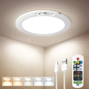Ultra-Thin Motion Sensor Ceiling Light with Remote Control, Rechargeable Magnetic Wireless Lamp, USB Powered for Closet Shower Stairs Hallway Porch, Indoor Lighting
