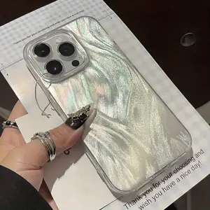 Feather Sand Color Silvery Phone Case Suitable For IPhone Models X, 11, 12, 13, 14, 15, 16 Pro Max Plus Mobile Phone Shell The Perfect Gift for Girlfriend or Boyfriend Advanced feeling, high-fashion edge, anti drop, minimalist