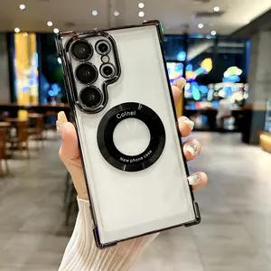 Phone Case Luxury Plating Magnetic Wireless Charge Case Compatible with Samsung Compatible with Galaxy S26 Ultra S26 Plus S26, Clear Shockproof Protective Camera Protection Cover