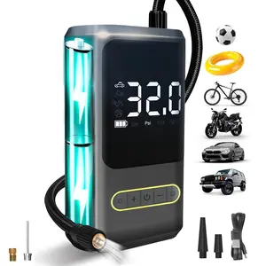 Tire Inflator Portable Air Compressor, 150 PSI Cordless Air Pump for Car Tires with Auto Shut-Off, LED Light and Digital Pressure Gauge, Electric Bike Tire Pump for Cars, Bike, Motorcycle, Ball (CE & FCC Certification)