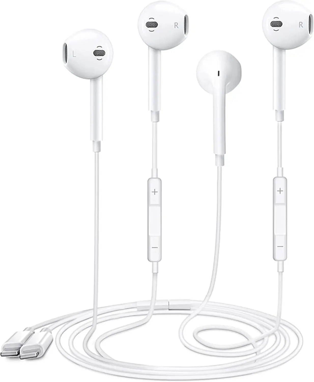 2 Packs USB C Headphones for iPhone 16/15 Pro Max Plus Type C Earbuds Wired Earphones with Mic & Remote Control Noise Cancelling for iPhone 16/15 pro, iPad Pro, Galaxy S23/S22/S21/S20/Ultra Note 10/20
