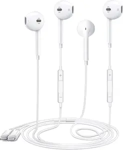 2 Packs USB C Headphones for iPhone 16/15 Pro Max Plus Type C Earbuds Wired Earphones with Mic & Remote Control Noise Cancelling for iPhone 16/15 pro, iPad Pro, Galaxy S23/S22/S21/S20/Ultra Note 10/20