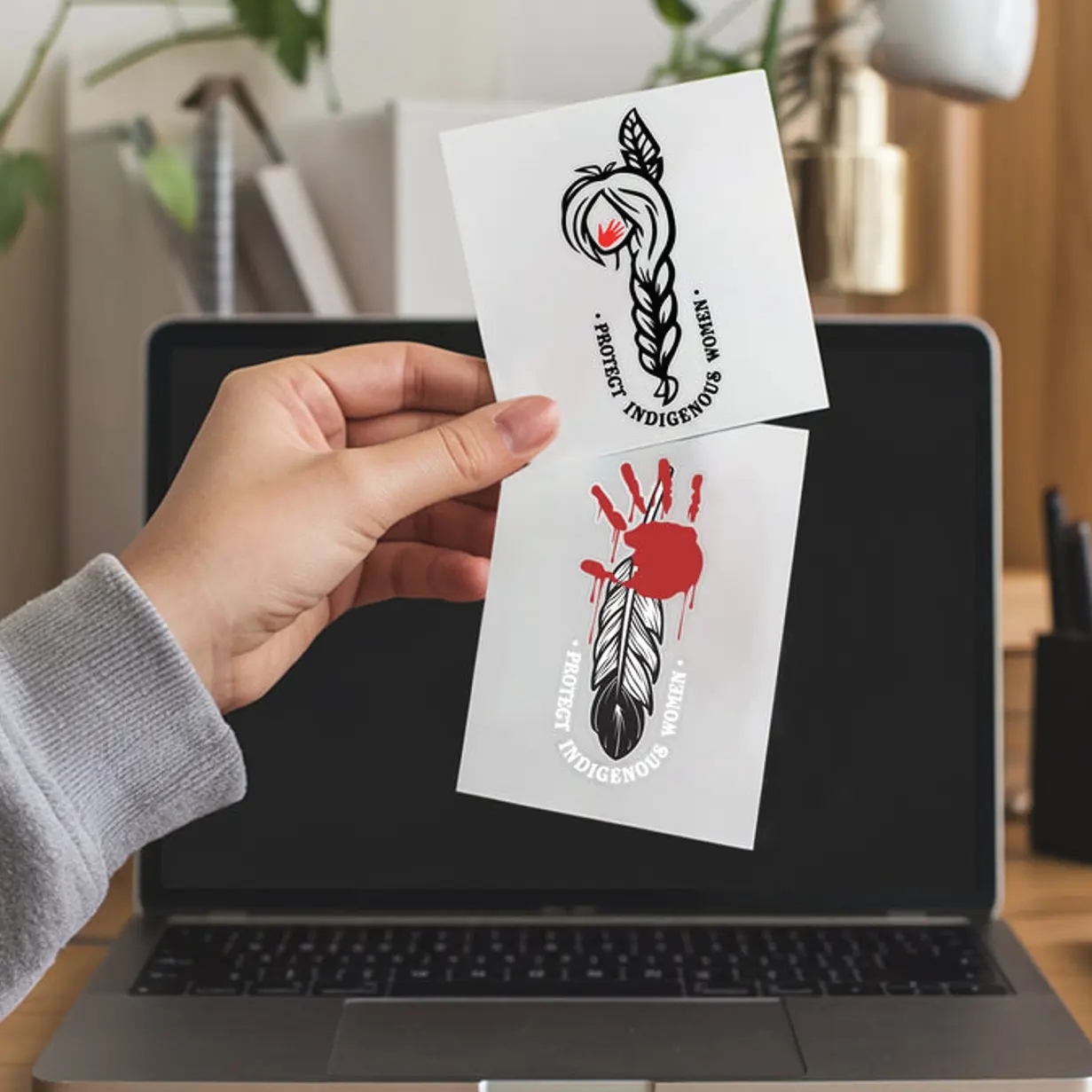 Protect Native Women Sticker - MMIW Red Handprint Decal Waterproof Vinyl for Cars, Laptops, Bottles, Walls