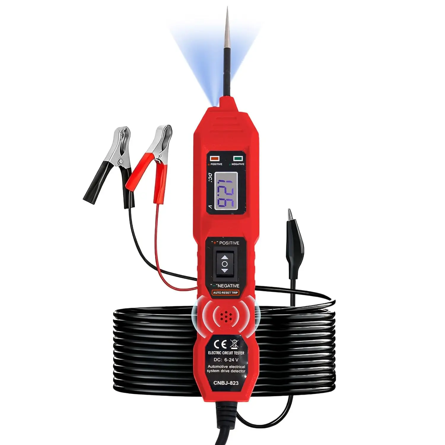 Power Circuit Probe Tester, 6V-24V DC Automotive Car Electric Fuse & Voltage Tester with LED Test Light, HD LCD Readout, Overload Protection, Short Circuit Finder with 14.7FT Cable summervibes fathersdaygift