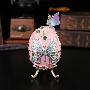 Elegant Egg-Shaped Butterfly Jewelry Box, Versatile Metal Treasure Chest for Souvenirs and Decor, Perfect Holiday Gift, Charming Design