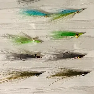 One dozen custom hand tied Clouser Minnows. Tied on size 4 hooks for freshwater Fly Fishing.  Assorted Colors for all species of fish. Stainless Steel