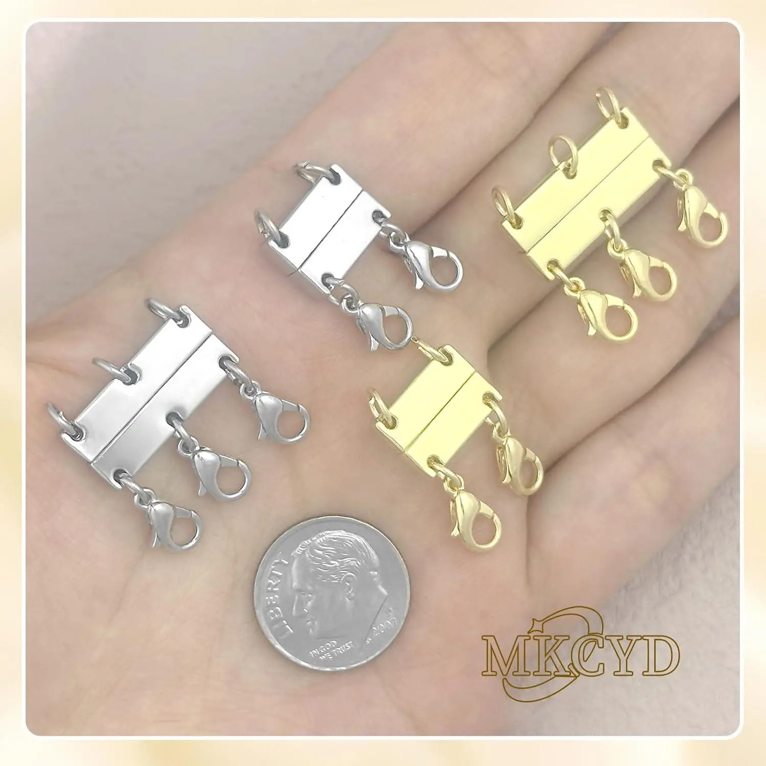 MKCYD Multi Necklace Layering Clasp Strong Magnetic Clasps, Gold and Silver Necklace Separator for Layering, Multiple Jewelry Closures for Layered Look MKCYD Multi Necklace Layering Clasp Strong Magnetic Clasps, Gold and Silver Necklace Separator for Layering, Multiple Jewelry Closures for Layered Look