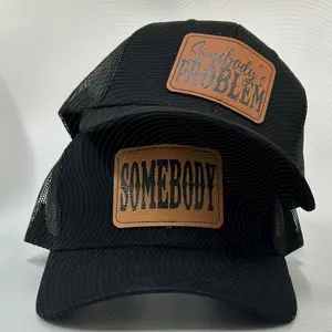 Aesthetic Summer Headwear Solid Black Somebodys Problem Couple Matching Snapback Trucker Hat Mesh Back