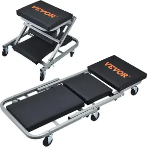 VEVOR Foldable Z Garage Creeper - 36 in Auto Repair Mechanic Tool300 lbs Load Capacity6 WheelsPadded SeatSteel FrameTool TrayLay Down/Sit Chair for Vehicle Garage ShopDad Gifts for Mechanics