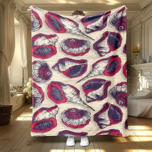 Soft Flannel Blanket with Sea Shell Print, Digital Printing Throw for Office & Home Use, Perfect Gift for Family & Friends