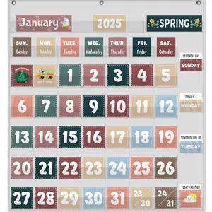 Calendar Pocket Chart with 119 Cards for Kids Learning Class Calendar Kit for Classroom Organization Classroom Supplies Pocket Picture