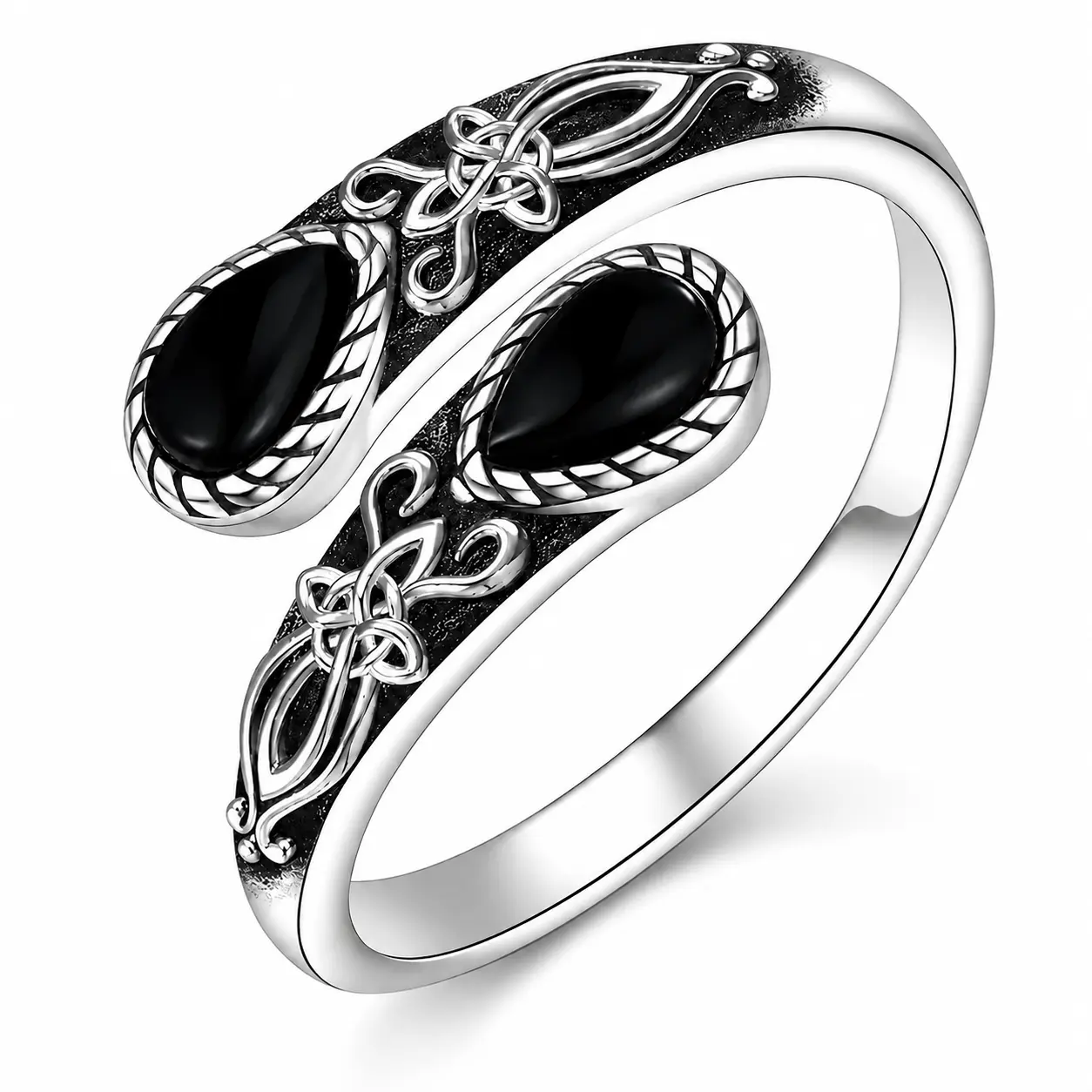 Adjustable Open Band for Women, Mystic Witch Black Obsidian Ring, Gothic Magic Jewelry, Spiritual Energy Crystal Ring, Perfect Gift for Birthday, Mother's Day & Occult Lovers, Boho Wedding Engagement Ring
