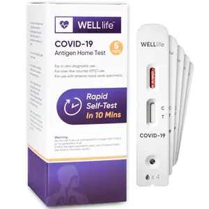 WELL Life Covid-19 Antigen Home Test, 1 Pack, 5 Tests, Covid Home Test FDA Authorised OTC at-Home Test Kit Result in 10 Minutes Non Invasive