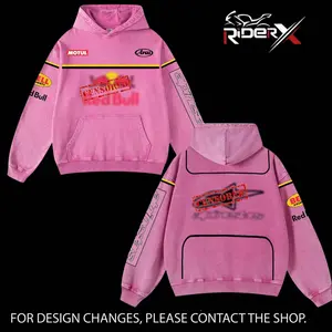 Pink RedBull Sport x Astar Retro Hoodie Washed Vintage Racing Streetwear, Motorcycle Graphic Hoodie Unisex, Designed for Motor Fans, Sportbike Culture, Speed Lovers & Urban Motorbike Style