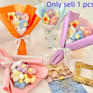 Artificial Flower Bouquet Set, Handmade Crochet Flowers, Decorative Flowers Bouquet, Home Party Wedding Anniversary Decorations, Teacher's Day Gift, Thanksgiving Gift, Christmas Gift