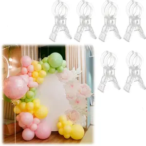 Large Balloon Arch Clips Set of 6, Plastic Transparent Spring Clamps, 3.5 Inch Clips for Party Decorations, Crafts, Photography Studio, Balloon Party Supplies