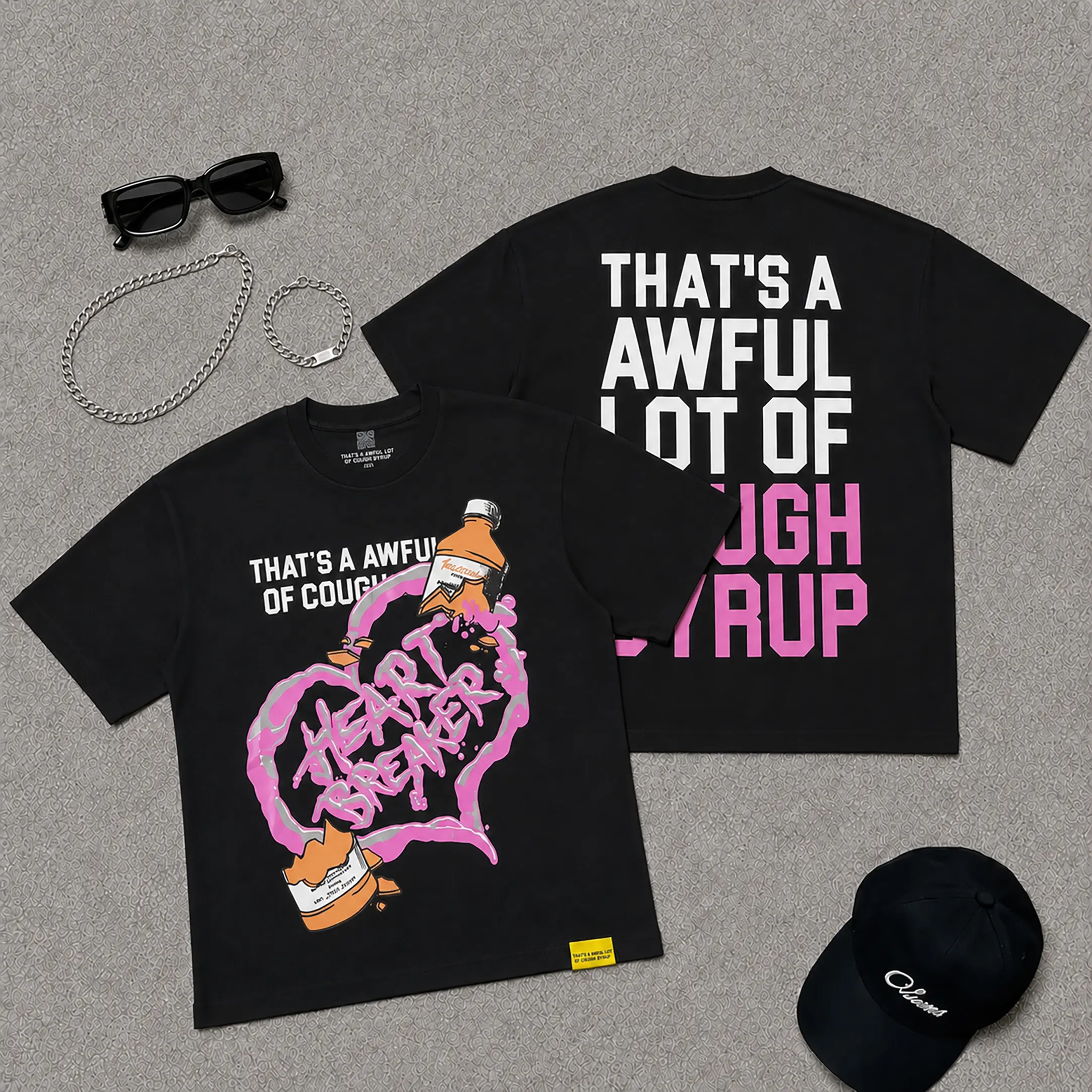 Cough Syrup Graphic Tee Pure Cotton Y2K Streetwear Vintage Washed Oversized Hip Hop Short Sleeve Summer Casual Top For Men Women Teens