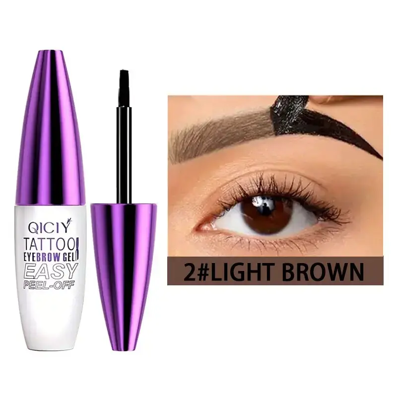 Easy-to-peel eyebrow tint that is waterproof and sweat-resistant, long-lasting black or brown tattoo shades, film-forming application, medium coverage suitable for all skin types. eye tattootint