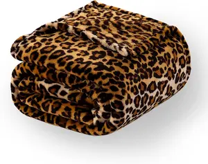 Luxury Leopard Print Blanket Fleece Throw Blanket for Bed Sofa Travel and Camping, Super Soft Cozy Fluffy Plush Blanket, Cheetah Print Blanket for All Seasons Perfect Gift