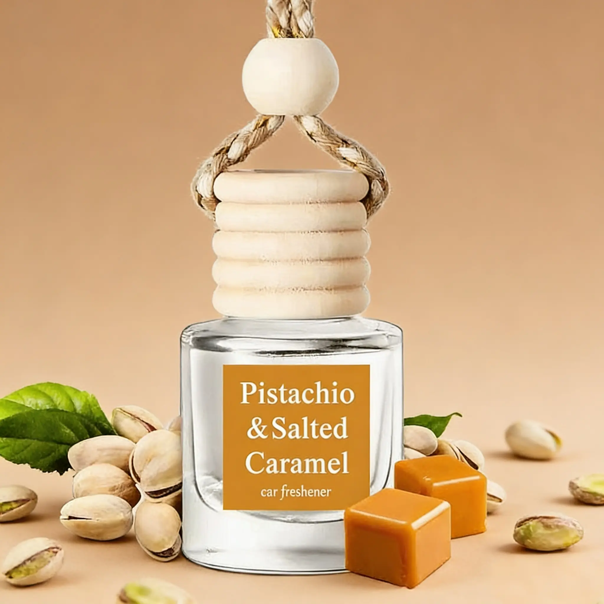 Cute Design Pistachio & Salted Caramel Car Air Freshener Hanging Car Diffuser 8mL Lasts 60 Days   High Quality Fresh Car Smart Aromatherapy Air Freshener Diffuser with Starlight glass  car  freshener carnavigation  mount
