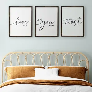 Set of 3 I Love You Signs - Love You More Wall Decor for Bedroom and Living Room (11x14 inches)