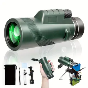 10X50 High Powered Monocular Telescope - 4K HD Long Range Zoom, Manual Focus, Green Rubber Grip High Definition Binoculars Hiking Essentials