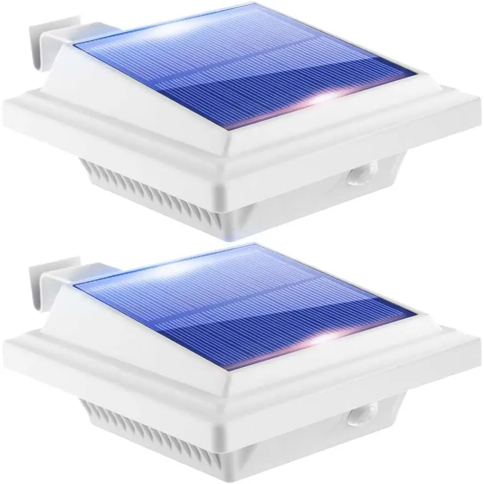 Gutter Lights,40 LEDs Solar Patio Decor Lights, Deck Lights Outdoor  Fence Lights for Wall Backyard Porch, Patio, Pool,Step Stairs, Yard, Garden, Pathway (2 Pack_White,Cool White Light)