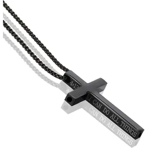 Breathing Necklace for Anxiety Stress Relief, Quit Smoking Tools Breathlace Cross Necklace, Stop Smoking Aids Breathing Necklace, Fum Vaporless Inhaler Meditation Tools Necklace Black