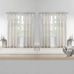 4-Piece Semi-Sheer Elegant Rod Pocket Curtains Set -Light Filtering Privacy Window Drapes for Living Room, Bedroom, Home Decor - Soft Diffused Sunlight, Cozy Atmosphere, Modern & Stylish Window Tr
