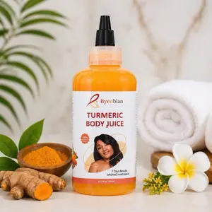 BYENBLAN Turmeric & Carrot Body Juice Moisturizer (250ml) - Gentle, Lightweight Daily Body Care for Hydrating, Brightening Skin with Mini Emulsified Strawberry Elasti-Cream, Boosts Moisture