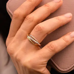 Personalized Mixed Metal Fidget Spinner Ring Interlocking Trendy