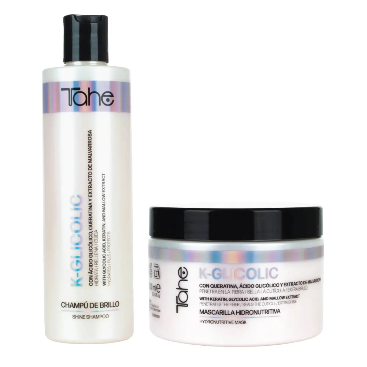 Tahe K-Glicolic Small Kit - Shampoo 300ml + Mask 300ml With Glycolic Acid And Keratin for Shine and Hydration