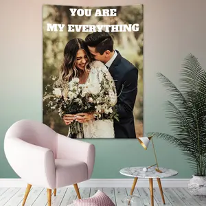 Custom Horizontal Tapestry, Customized Backdrop Banner, Print Design Photo/Text/Logo, Wall Hanging Art Decor for Wedding, Family, Festival, Birthday, Personalized Gifts, for Dorms, Bedrooms, Living Rooms, Garages, Doorways, Patios, and Home Decorations