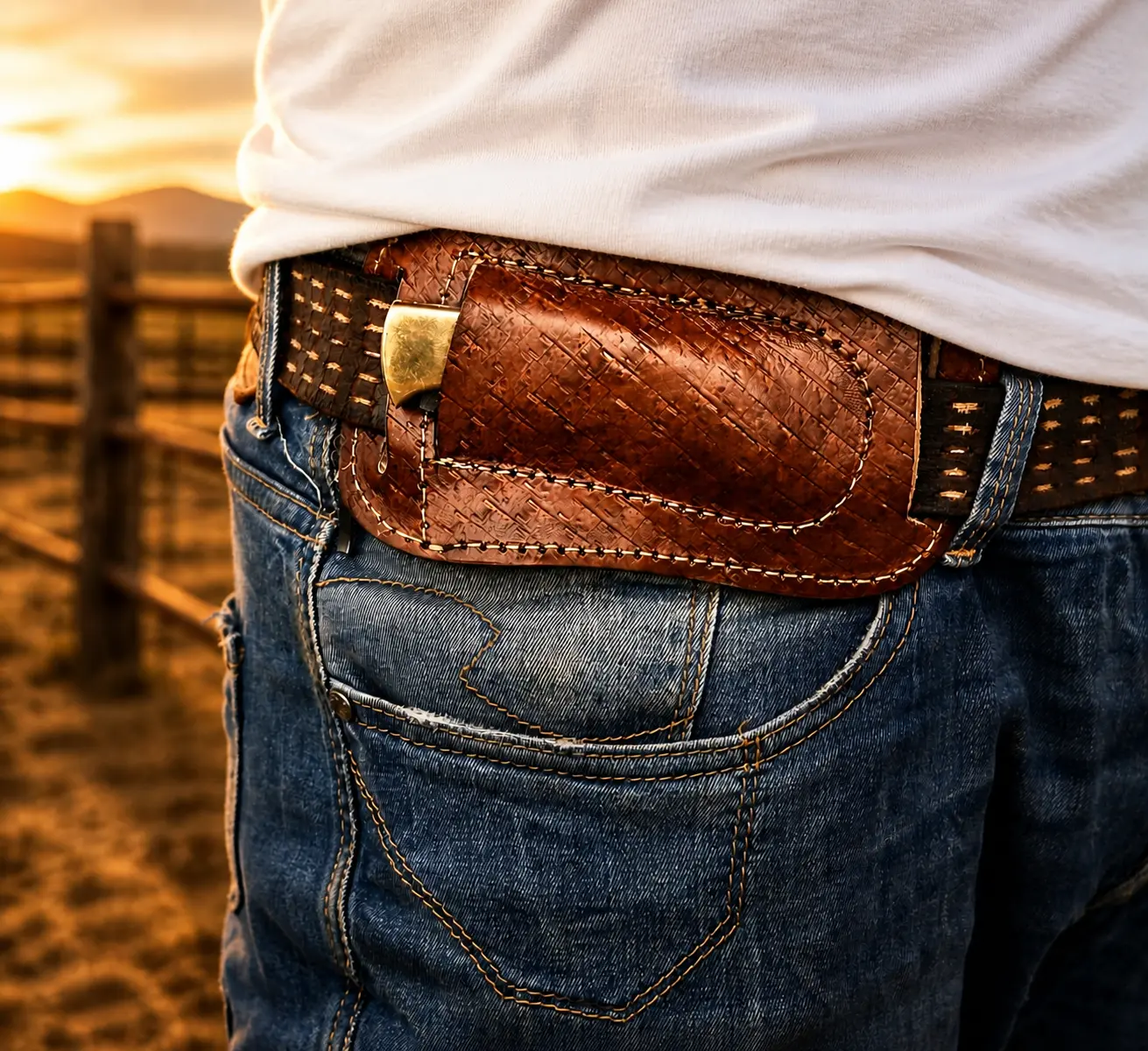 Handmade Leather Sheath - Hand Engraved Universal Cover for 5-Inch Folding Pocket Knives