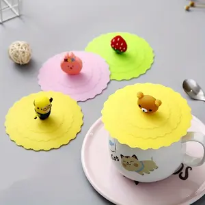 2PCS silicone cup cover, leakproof dustproof ceramic teacup water cup cover, multifunctional cover, Silicone Lid
