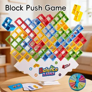 Balance D.Stack Giant Tumbling Tower | Fun Family Party Game for Kids & Adults | Indoor Outdoor Wooden Stacking Toy