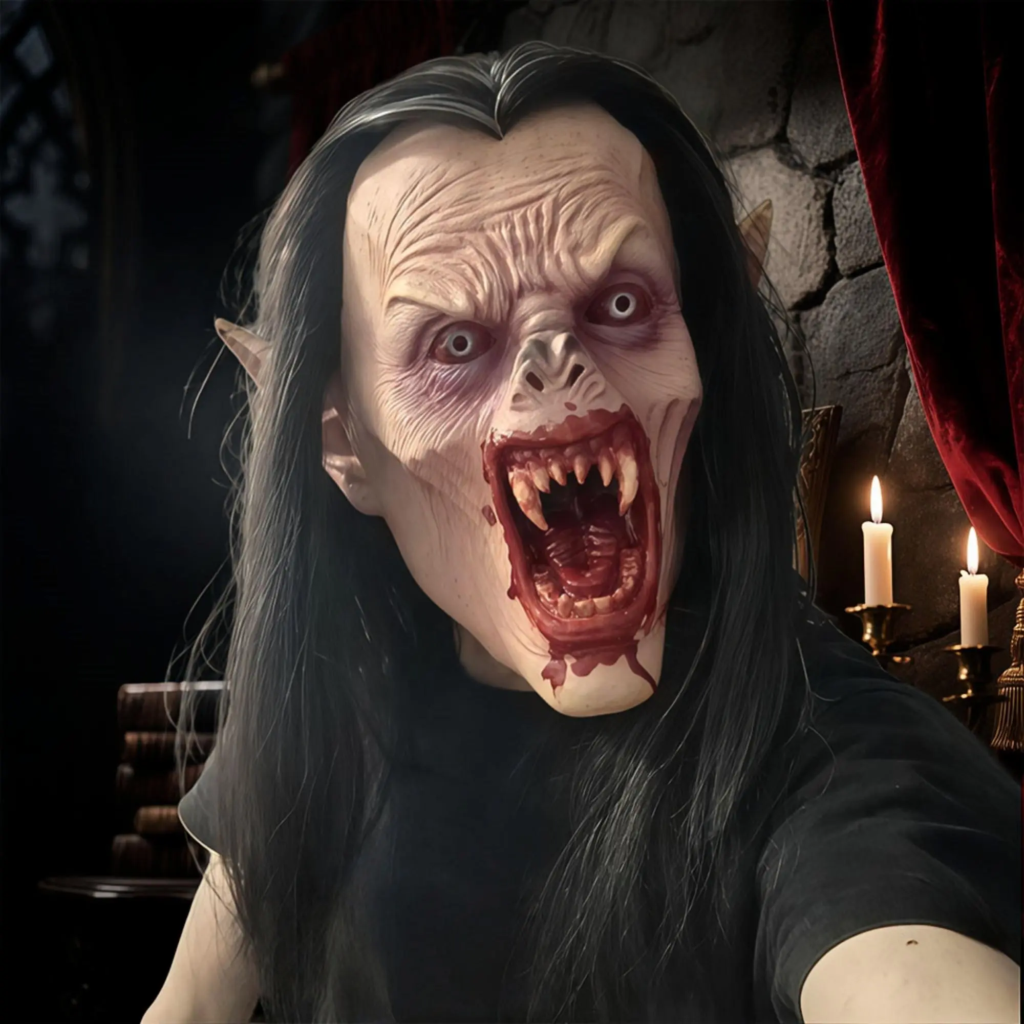 Vampire Mask, Latex Mask, Realistic Mask, Hyper Realistic Mask, Scary Halloween Headgear, Pranks Supplies, Roleplay Creepy Party Props, Party Supplies for Halloween, Home Decor, Accessories, Party Face Masks, Costume Mask, Party Photo Prop