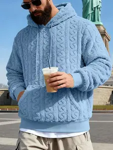 New Men's Knitted Teddy Fleece Sportswear Casual Hoodie, Fall & Winter Comfortable Windproof Warm, Eco-Friendly Fabric, Holiday Wear.Halloween/Christmas/Black Friday, men's hooded sweatshirt/Men's coat, Casual Sweatshirts, Athletic Hoodies