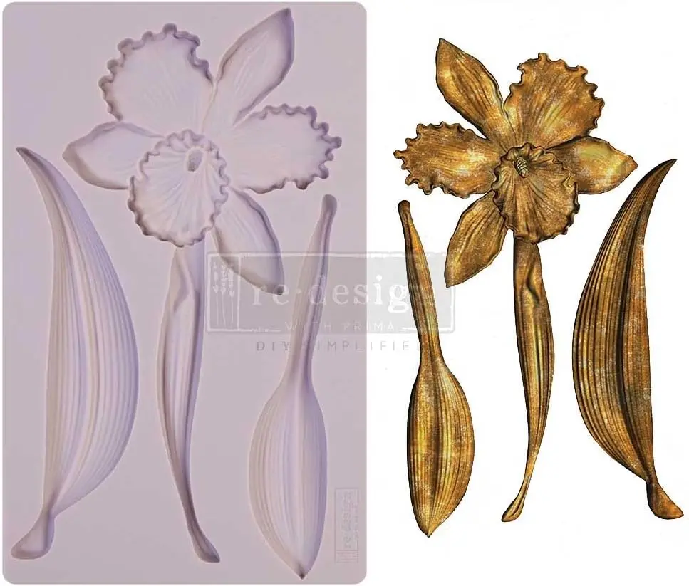 Redesign with Prima Redesign Decor Moulds® - Wildflower - 8"x5", 8mm thickness Copyright #VA0002330076 For Furniture molding trim , Wall trim,3D Clay Moulding ,3d Resin mould, Soap Mold, Candle Mould