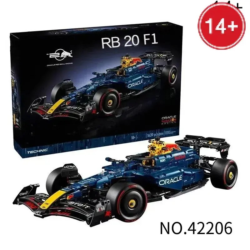New 1639PCS 42206 Technical RB20 Racing Car Series Mechanical Group Sport Car Brick Model Building Blocks MOC Display Model Car Collection Decor Gifts for Boys Adult Gift Giving  Holiday Gifts
