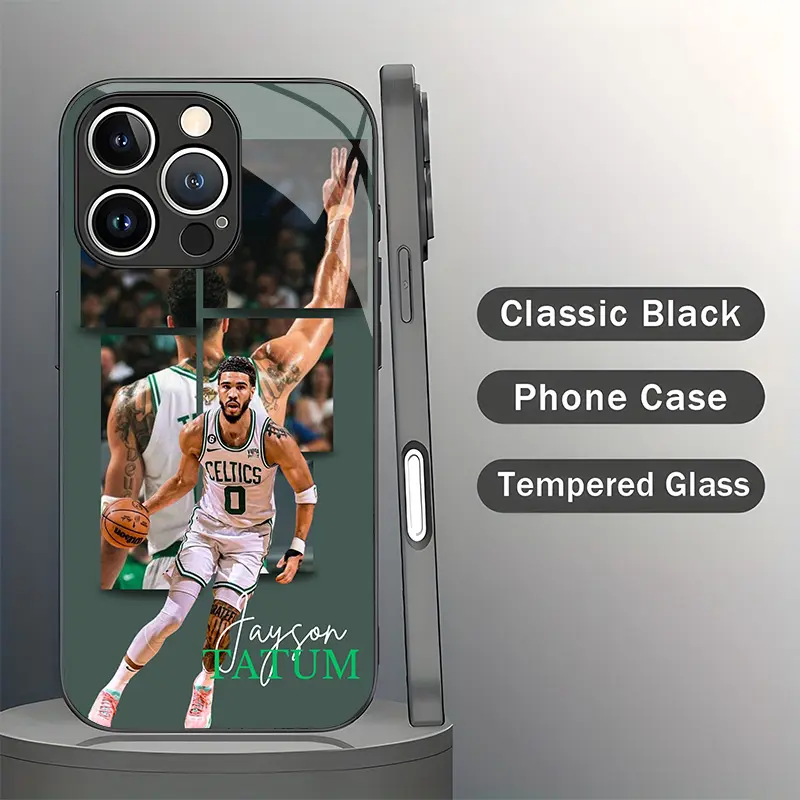 Tatum Tempered Glass Cellphone Case - Anti-Drop, Anti-Sweat, Shockproof Rugged Casing for iPhone 17 Pro Max, 16/15/14/13/12/11 Plus, Air, Xs & Samsung A03-A56, S10-S25 Series Devices - Cover, Protector for Basketball Enthusiasts, Smartphone Accessories, S